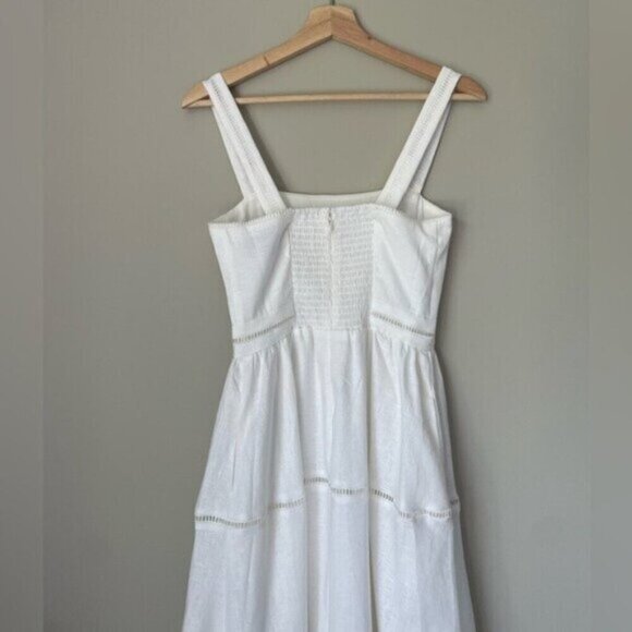 NEW Reformation Everett Linen Midi Dress White | US 2 UK 6 - Picture 10 of 16